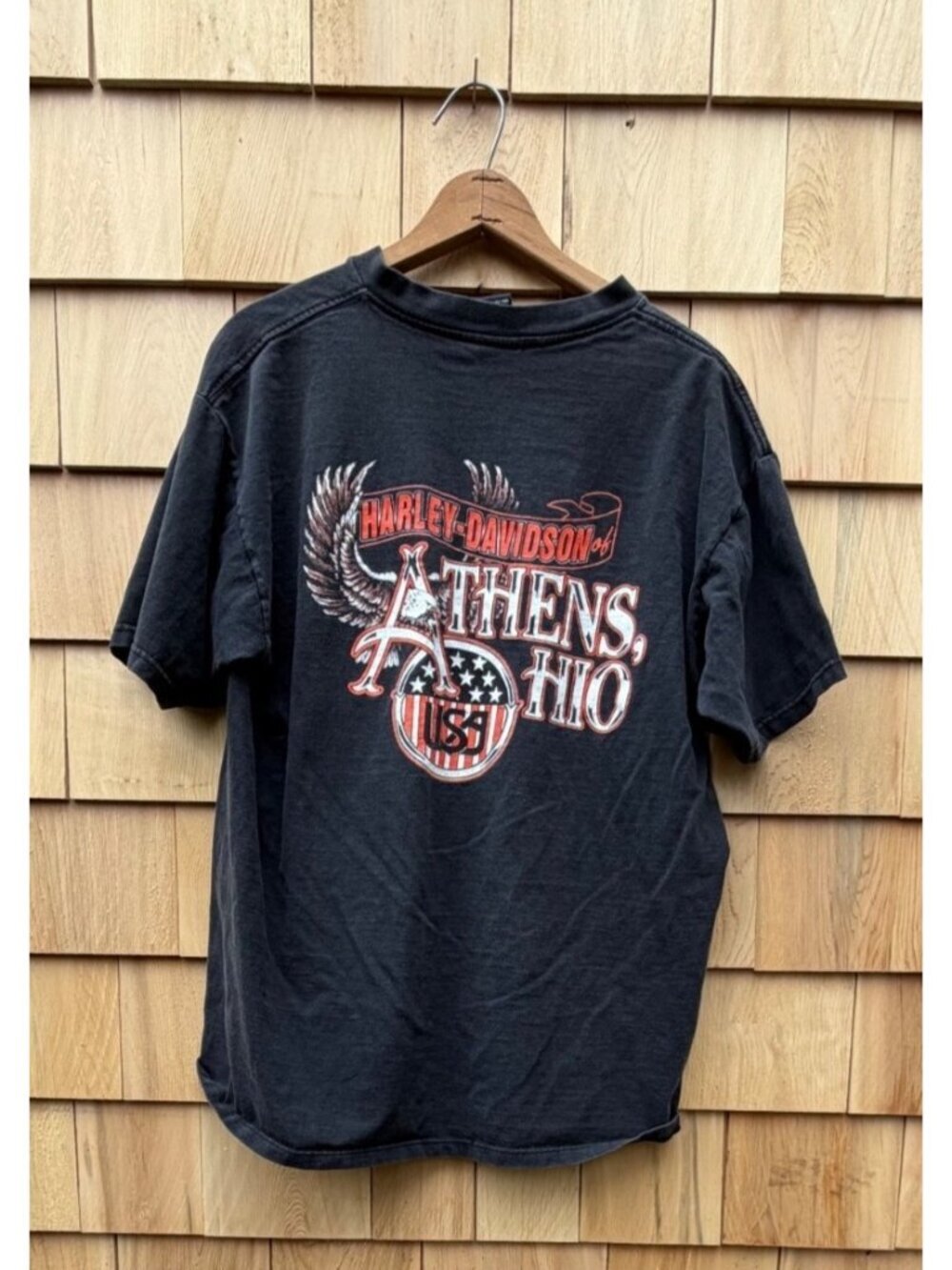 Vintage Harley-Davidson Athens Ohio Pocket T-Shirt XL USA Made Black 100% Cotton